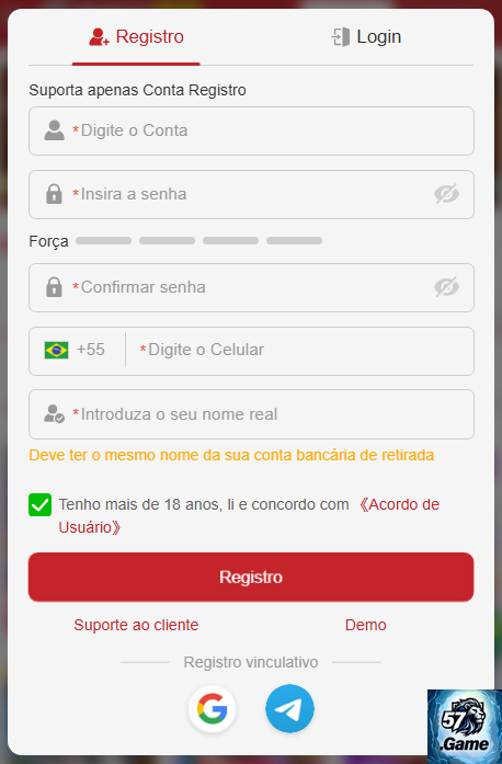 Experiência de Jogos 57game.com